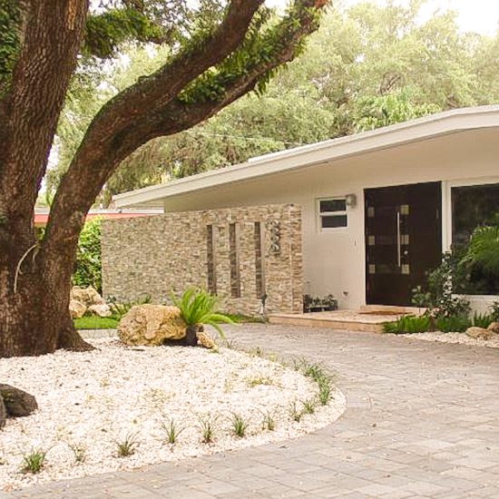 Mid-Century Modern Home With Natural Stacked Stone Facade - Stonetek ...